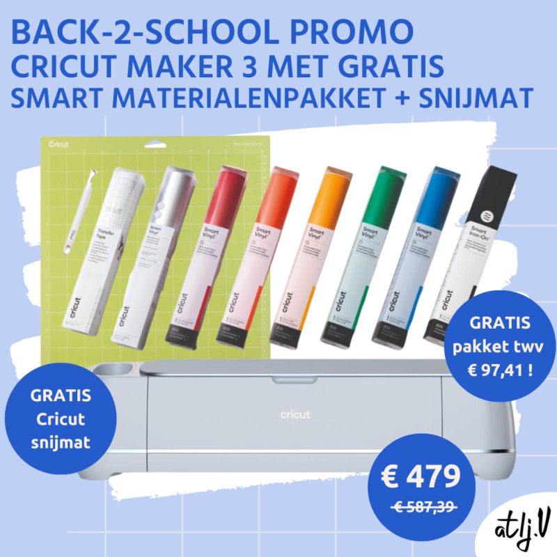 back2school promo Cricut maker 3 met smart materialenpakket en snijmat